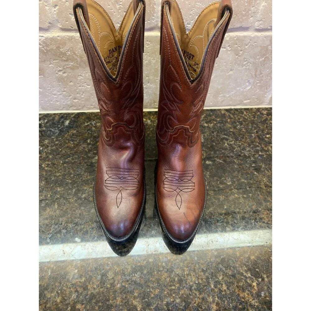Dan Post Unisex Kids Brown Leather Boots Size 4 1/2 GUC